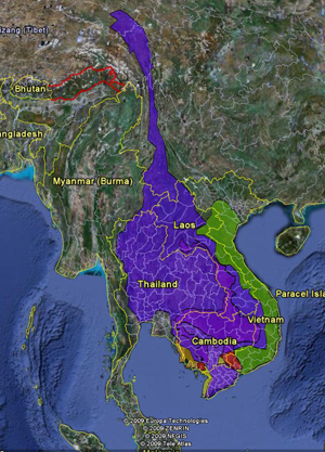 google earth map of greater mekong region